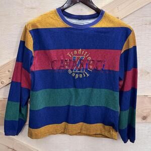 Z. Cavaricci Vintage Womens Small Striped Embroidered Long Sleeve T Shirt 90s